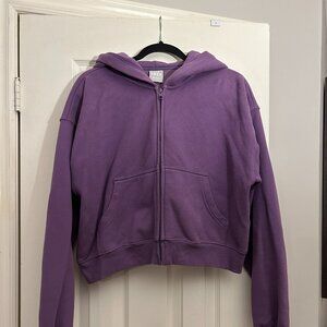 TNA Cozy Boyfriend Fleece Boxy Zip Hoodie (Aritzia)